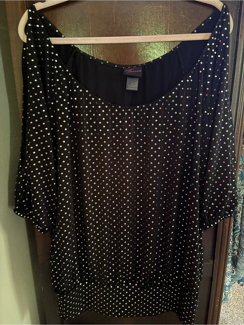 torrid Black Polka metal Dot Blouson Top xl